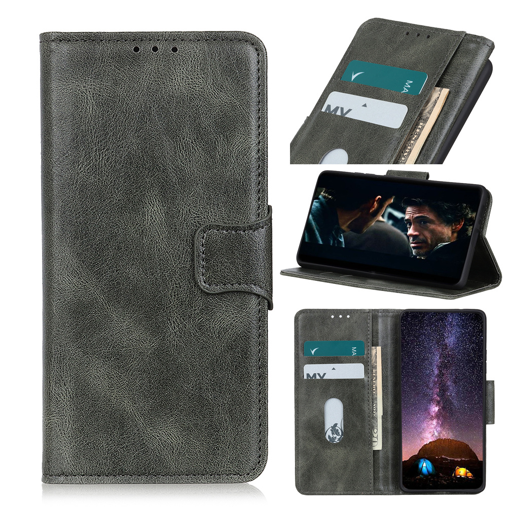 Pull Up PU Leather Bookstyle for Samsung Galaxy A31 Dark Green