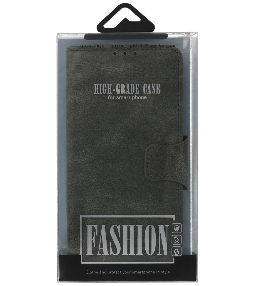 Pull Up PU Leather Bookstyle para iPhone 11 Pro verde oscuro