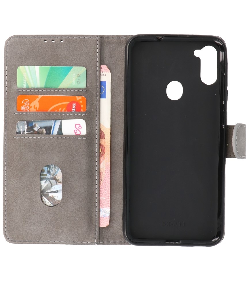 Bookstyle Wallet Cases Hoesje voor Samsung Galaxy A11 Grijs