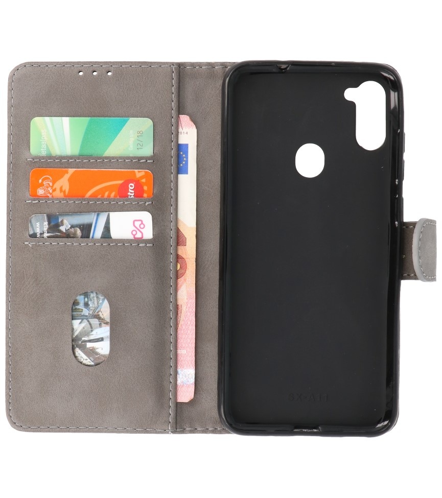 Bookstyle Wallet Cases Hülle für Samsung Galaxy A11 Grau