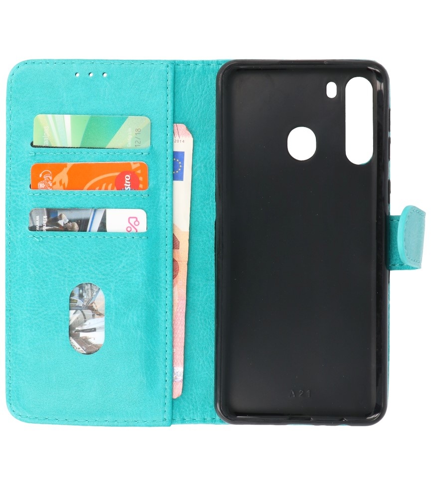 Bookstyle Wallet Cases Hoesje voor Samsung Galaxy A21 Groen