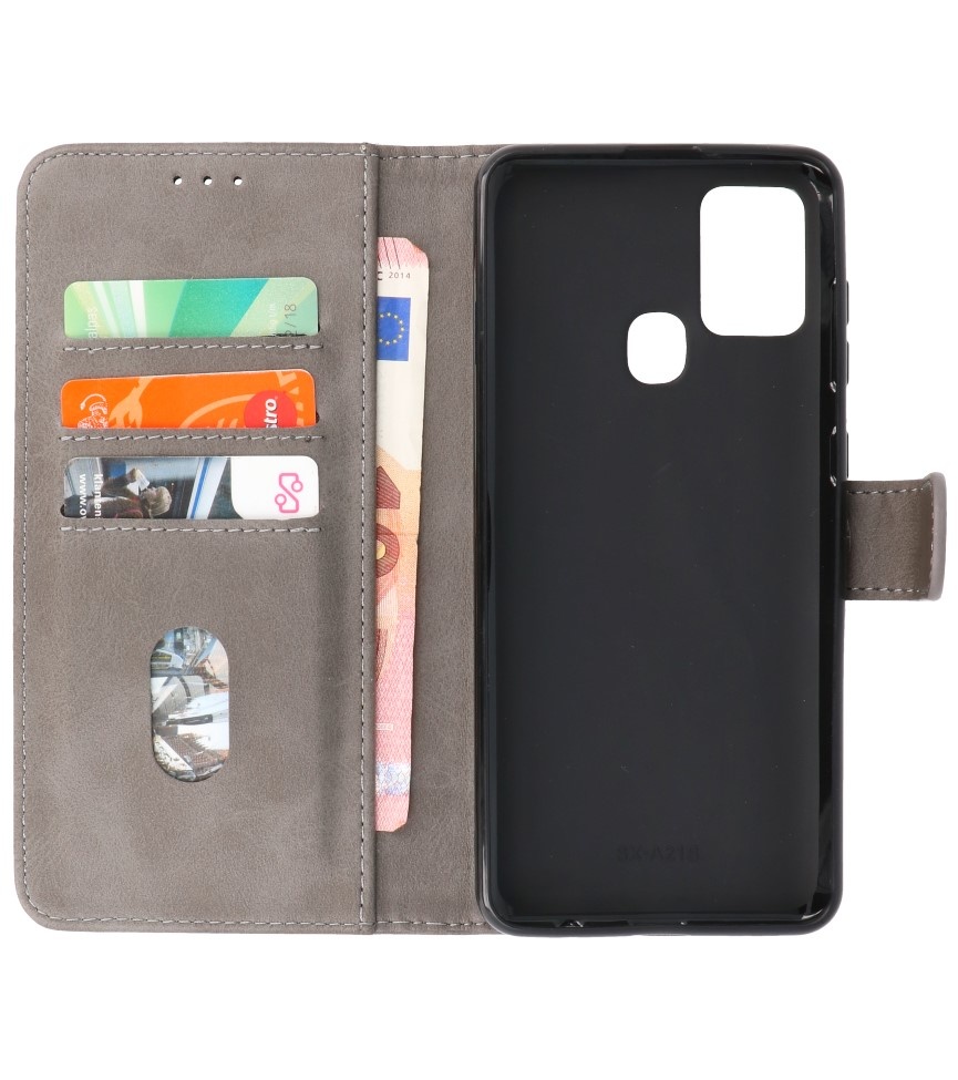 Bookstyle Wallet Cases Hoesje voor Samsung Galaxy A21s Grijs