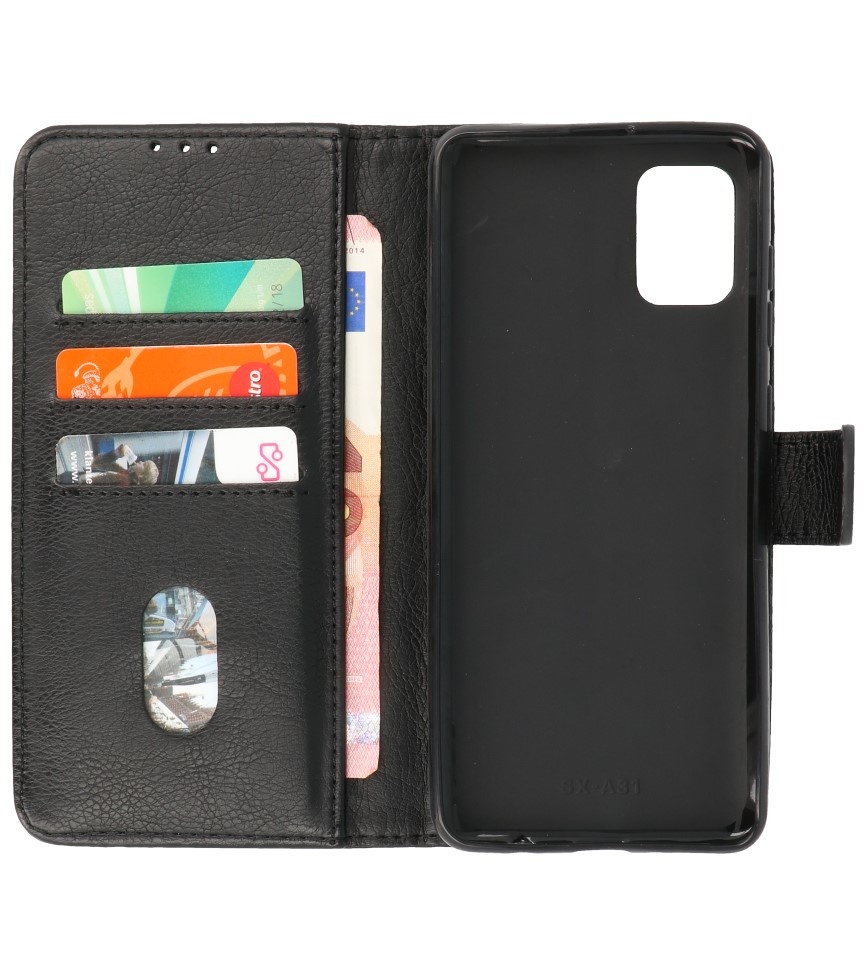 Bookstyle Wallet Cases Hülle für Samsung Galaxy A31 Schwarz