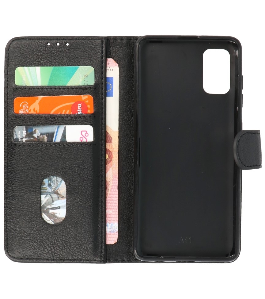 Bookstyle Wallet Cases Hülle für Samsung Galaxy A41 Schwarz