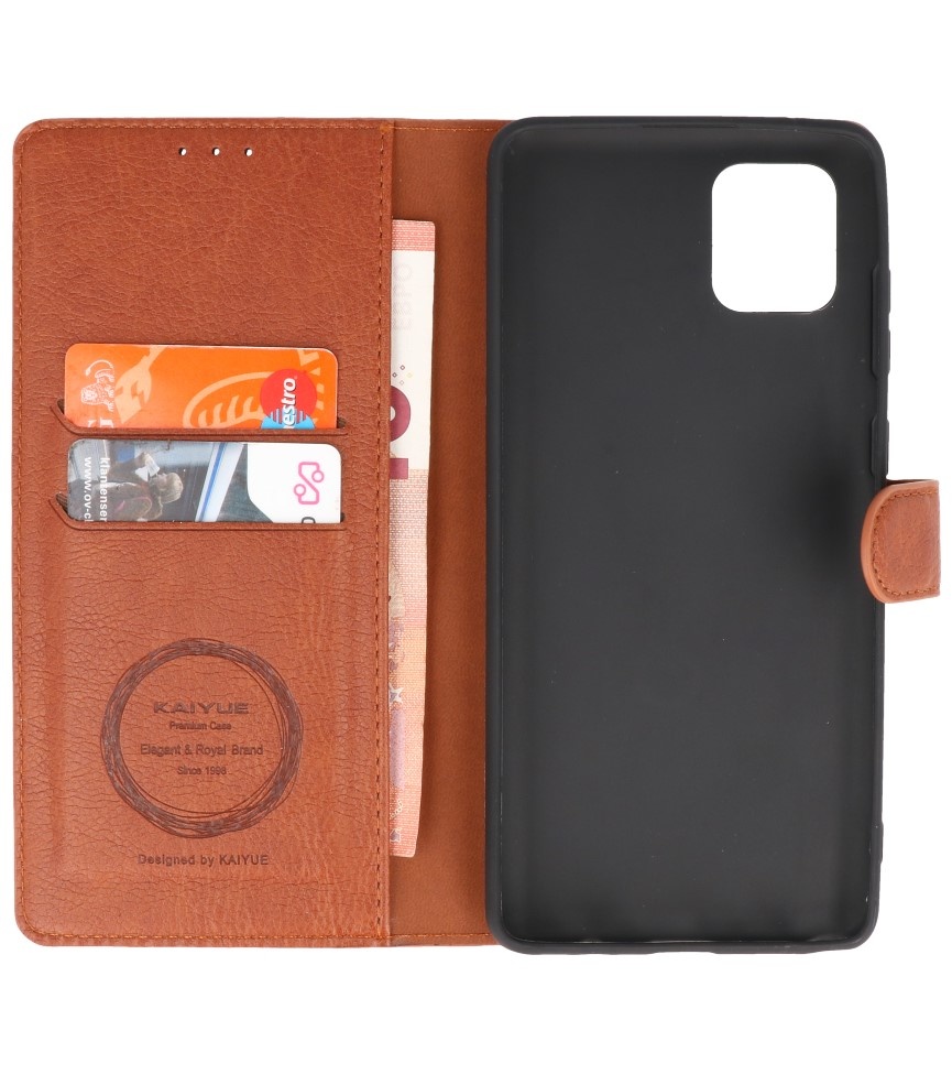 Etui Portefeuille de Luxe pour Samsung Galaxy Note 10 Lite Marron