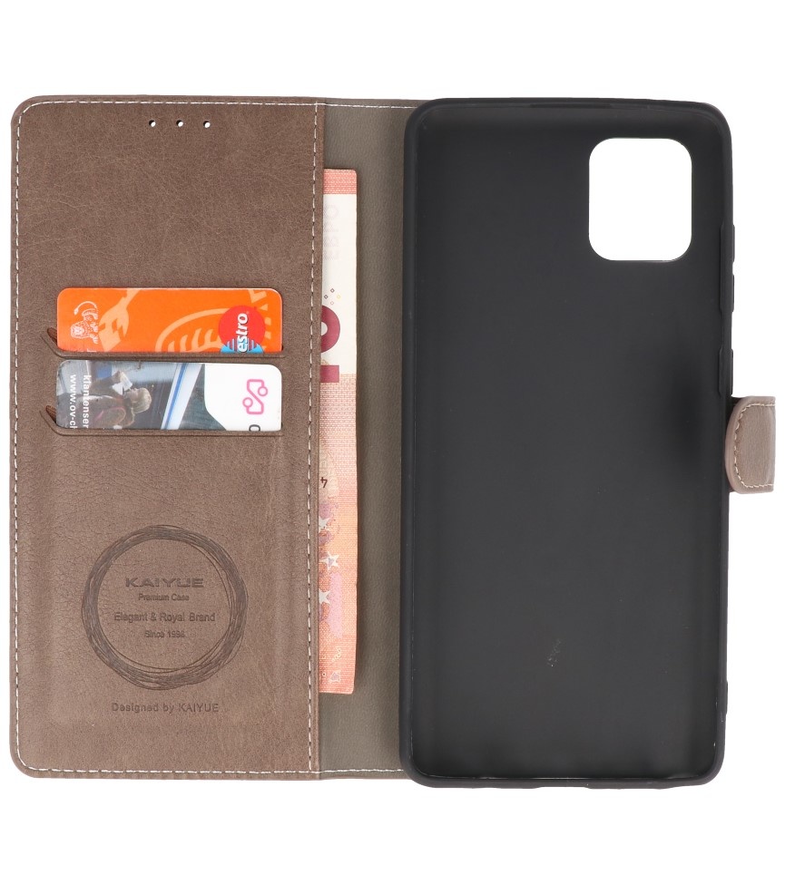 Etui Portefeuille de Luxe pour Samsung Galaxy Note 10 Lite Gris