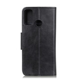 Pull Up PU Leder Bookstyle voor Samsung Galaxy A21s Zwart