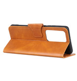 Pull Up PU Leder Bookstyle voor Samsung Galaxy Note 20 Ultra Bruin