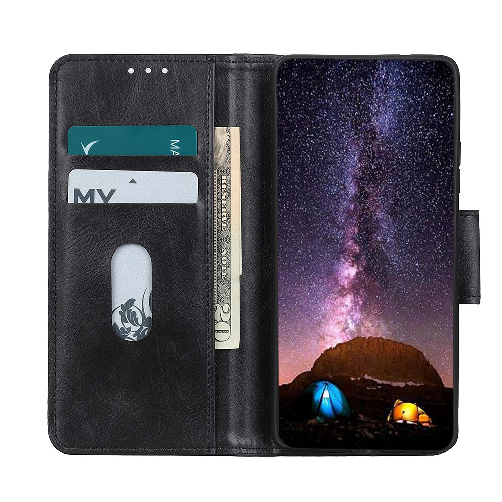 Pull Up PU Leather Bookstyle para Oppo Find X2 Negro