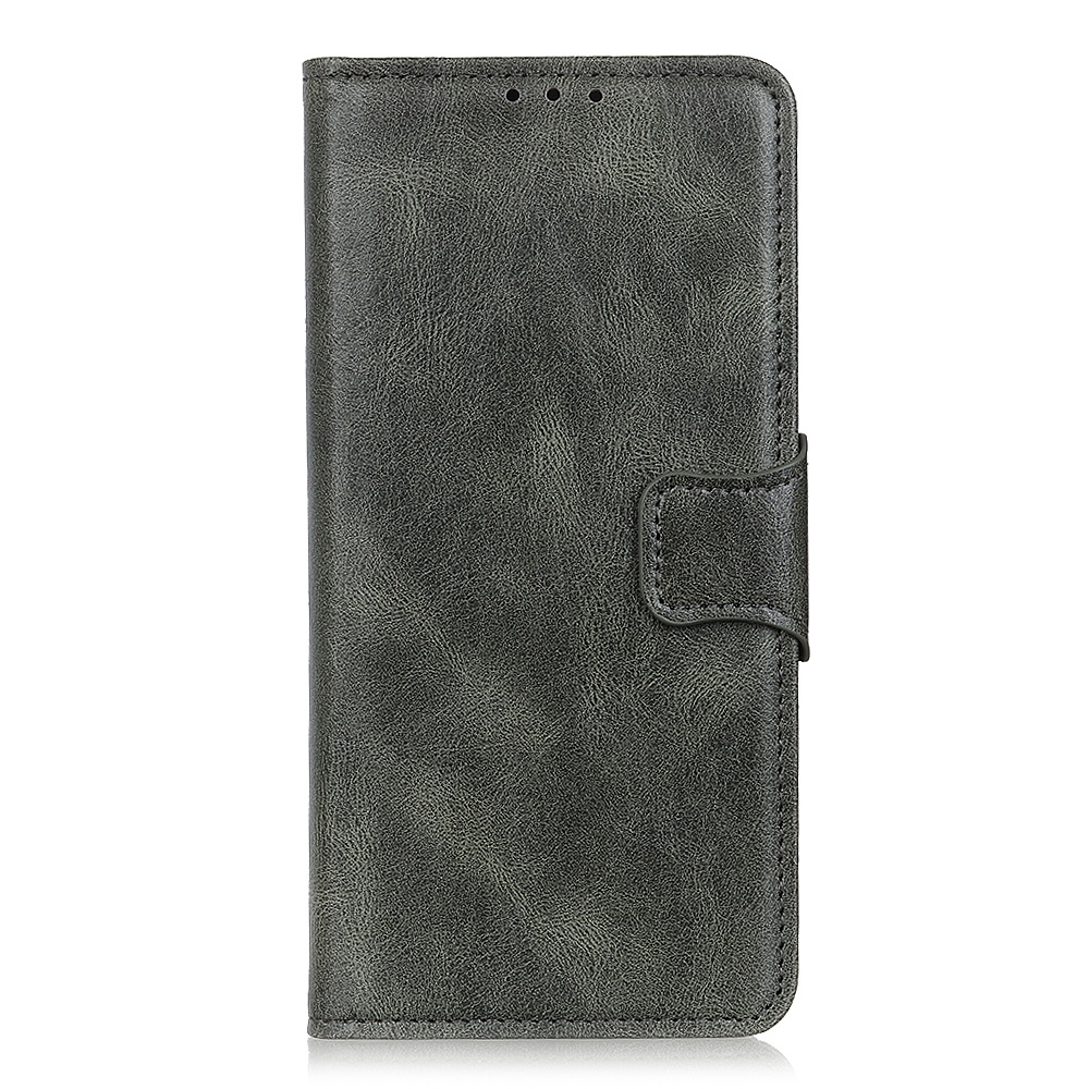 Pull Up PU Leather Bookstyle para Oppo Find X2 Verde oscuro