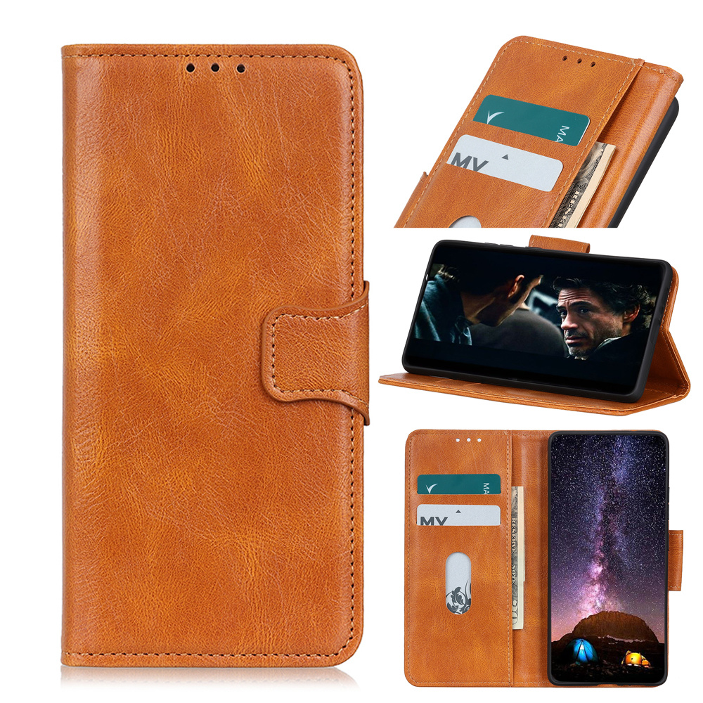 Tirez le style de livre en cuir PU pour Oppo Find X2 Lite Brown