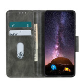 Pull Up PU Leather Bookstyle para Oppo Find X2 Lite Verde oscuro