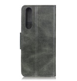 Pull Up PU Leather Bookstyle for Oppo Find X2 Pro Dark Green