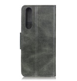 Pull Up PU Leather Bookstyle para Oppo Find X2 Pro Verde oscuro
