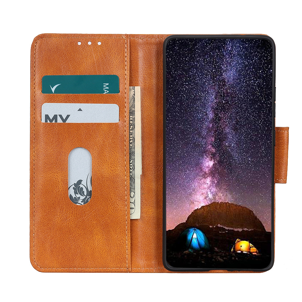 Pull Up PU Leather Bookstyle para Oppo Find X2 Neo Brown