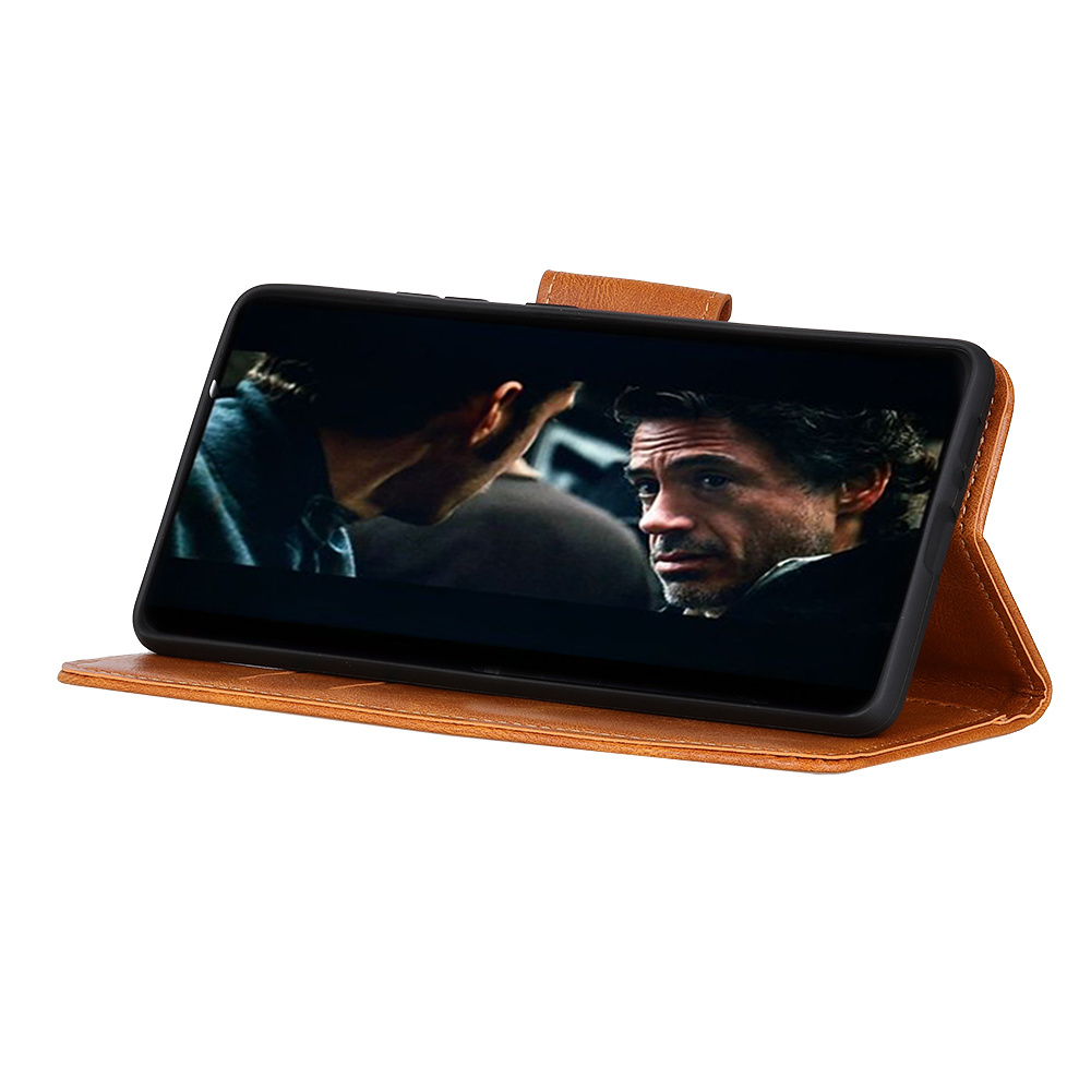 Pull Up en cuir PU Bookstyle pour OnePlus 8 Marron
