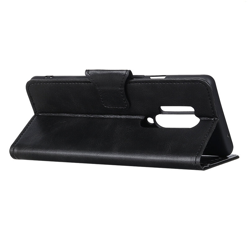 Pull Up PU Leder Bookstyle voor OnePlus 8 Pro Zwart