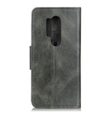 Pull Up PU Leather Bookstyle para OnePlus 8 Pro Verde oscuro