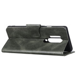 Pull Up PU Leder Bookstyle für OnePlus 8 Pro Dark Green