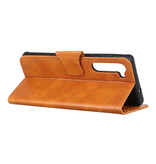 Pull Up PU Leder Bookstyle voor OnePlus Nord Bruin