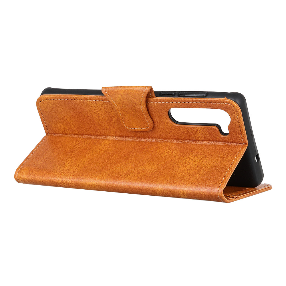Pull Up PU Leder Bookstyle voor OnePlus Nord Bruin