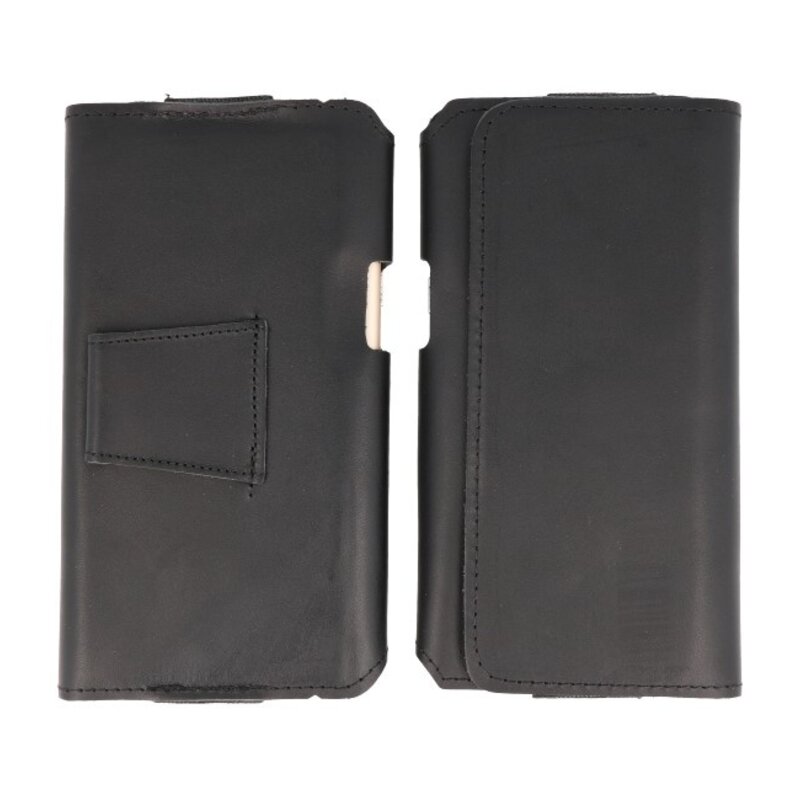 MF Handmade Leder horizontale Einkaufstasche Größe L Schwarz