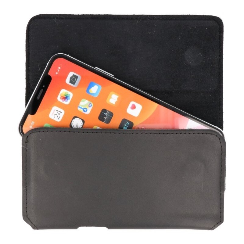 MF Handmade Leder horizontale Einkaufstasche Größe L Schwarz