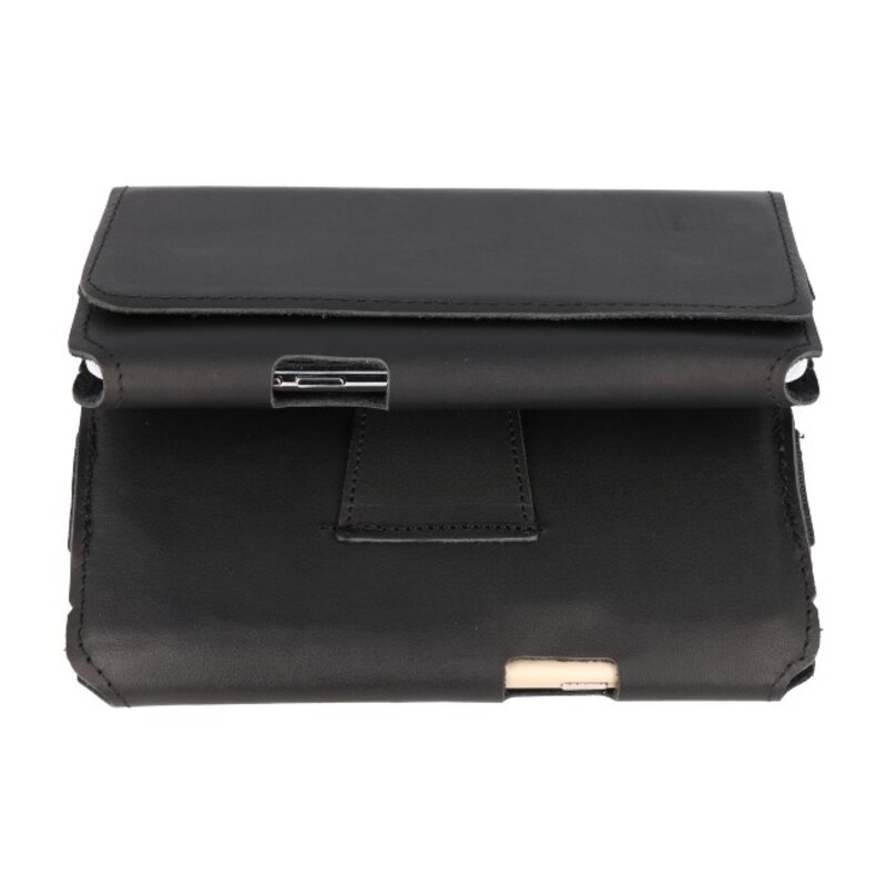 MF Handmade Leder horizontale Einkaufstasche Größe L Schwarz