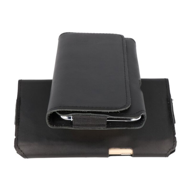 MF Handmade Leder horizontale Einkaufstasche Größe L Schwarz