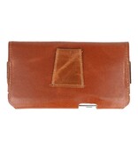 MF Handmade Leather Horizontal Tote Bag Size L Brown