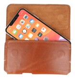 Borsa tote orizzontale MF in pelle fatta a mano taglia L Marrone