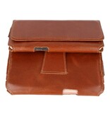 MF Handmade Leather Horizontal Tote Bag Size L Brown