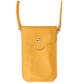 Bolso de Hombro en Piel Verdadera - Amarillo