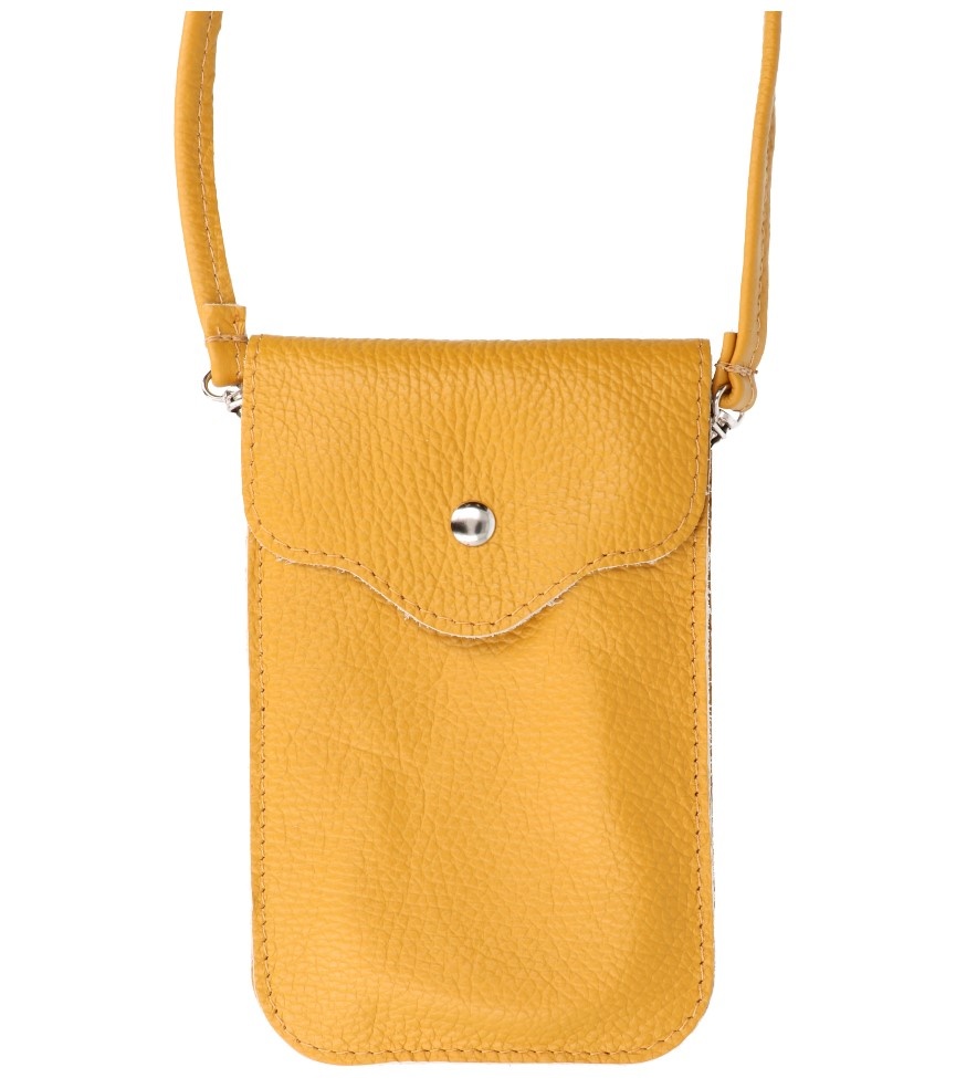 Genuine Leather Shoulder Bag - Yellow