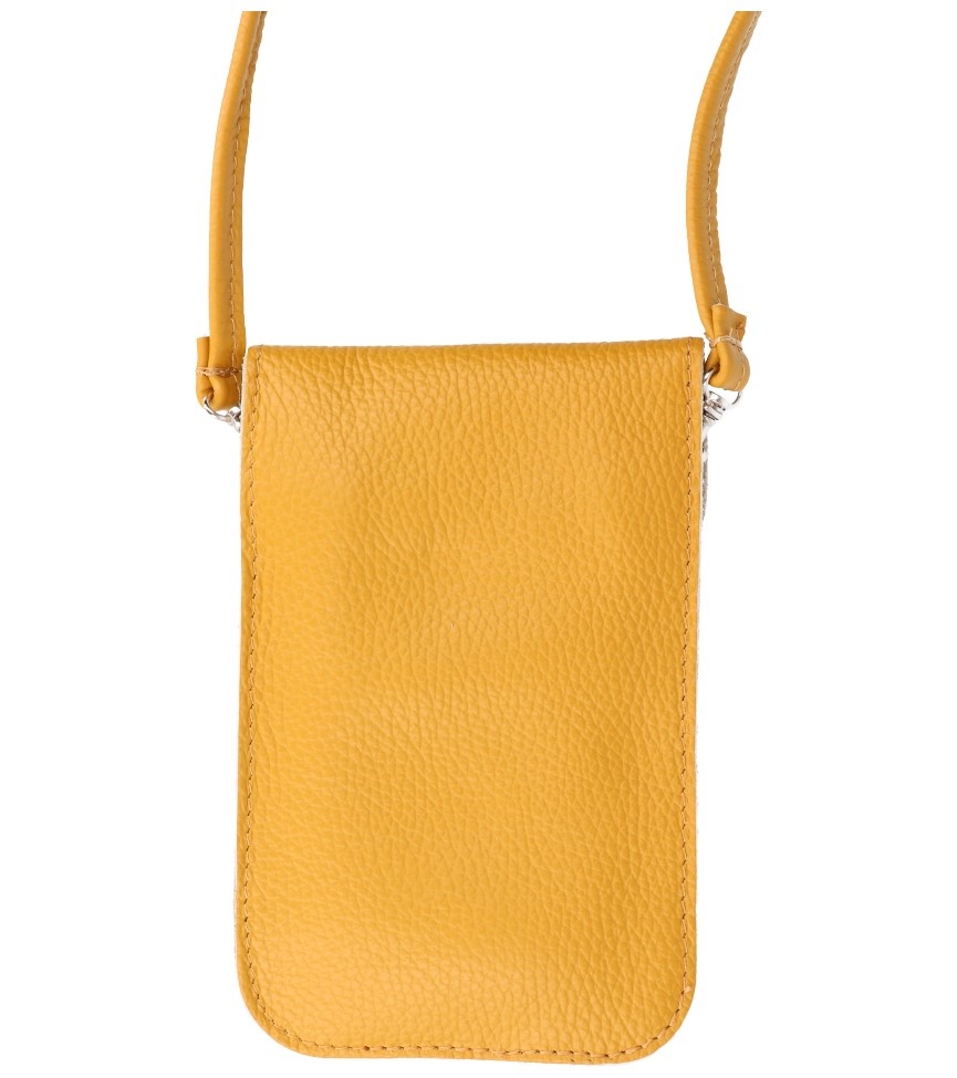 Genuine Leather Shoulder Bag - Yellow