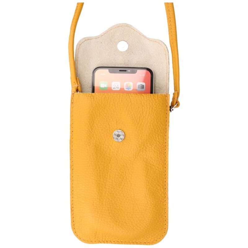 Bolso de Hombro en Piel Verdadera - Amarillo