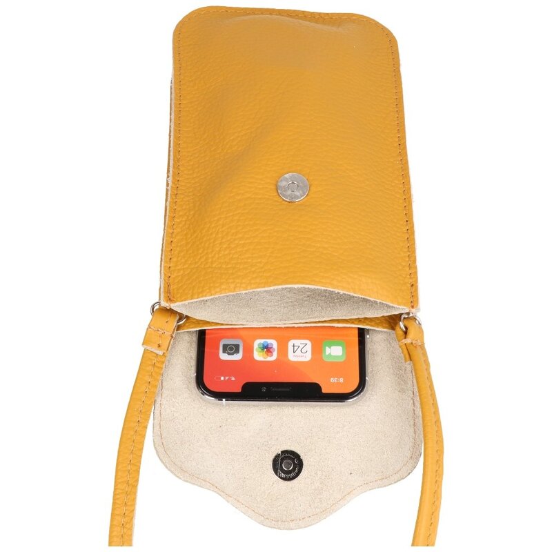 Sac à bandoulière en cuir véritable - Jaune