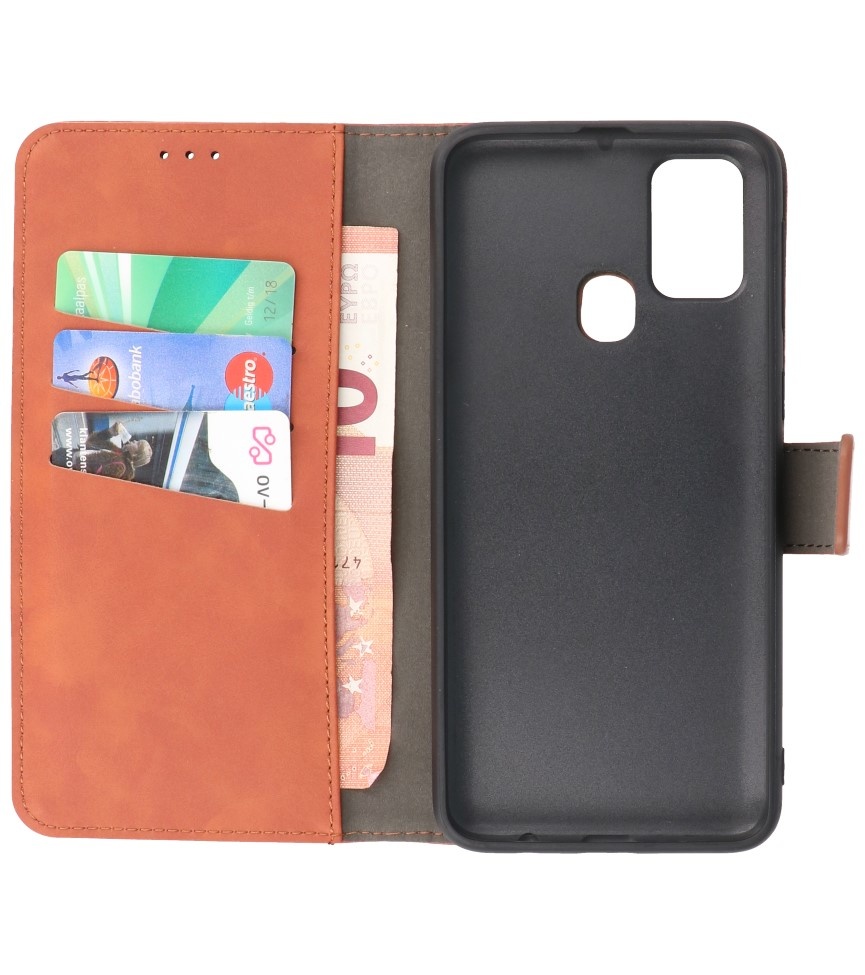 2 in 1 Book Case Cover for Samsung Galaxy A21s Brown