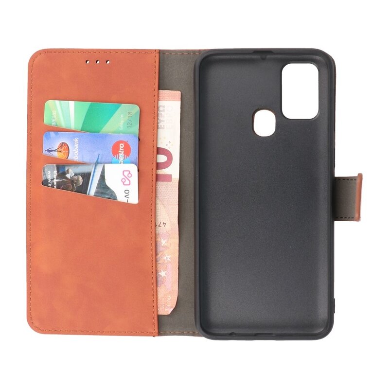 2 in 1 Book Case Hoesje voor Samsung Galaxy A21s Bruin