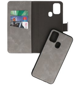 2 in 1 Book Case Cover für Samsung Galaxy A21s Grau