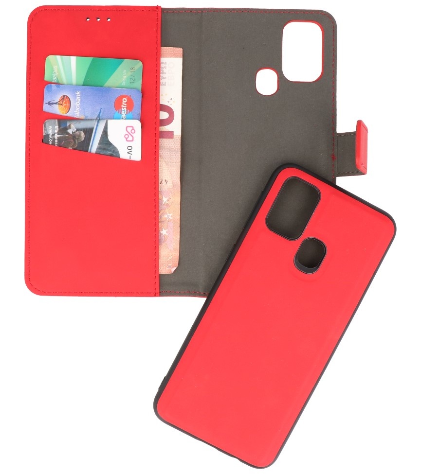 2 i 1 Bog Cover til Samsung Galaxy M31 Rød