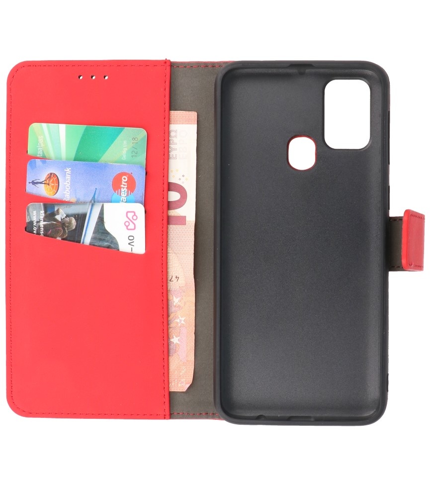 2 in 1 Book Case Cover for Samsung Galaxy M31 Red