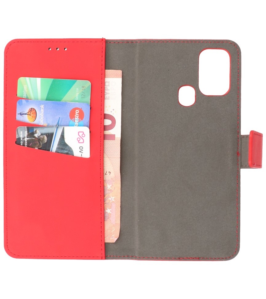 2 in 1 Book Case Cover for Samsung Galaxy M31 Red