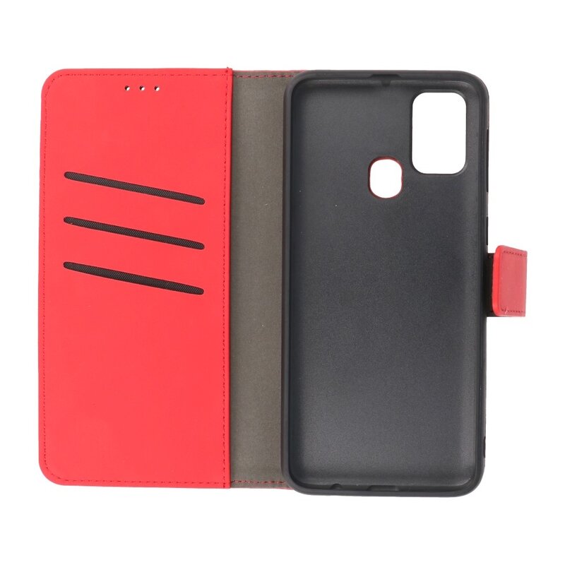 2 in 1 Book Case Cover for Samsung Galaxy M31 Red