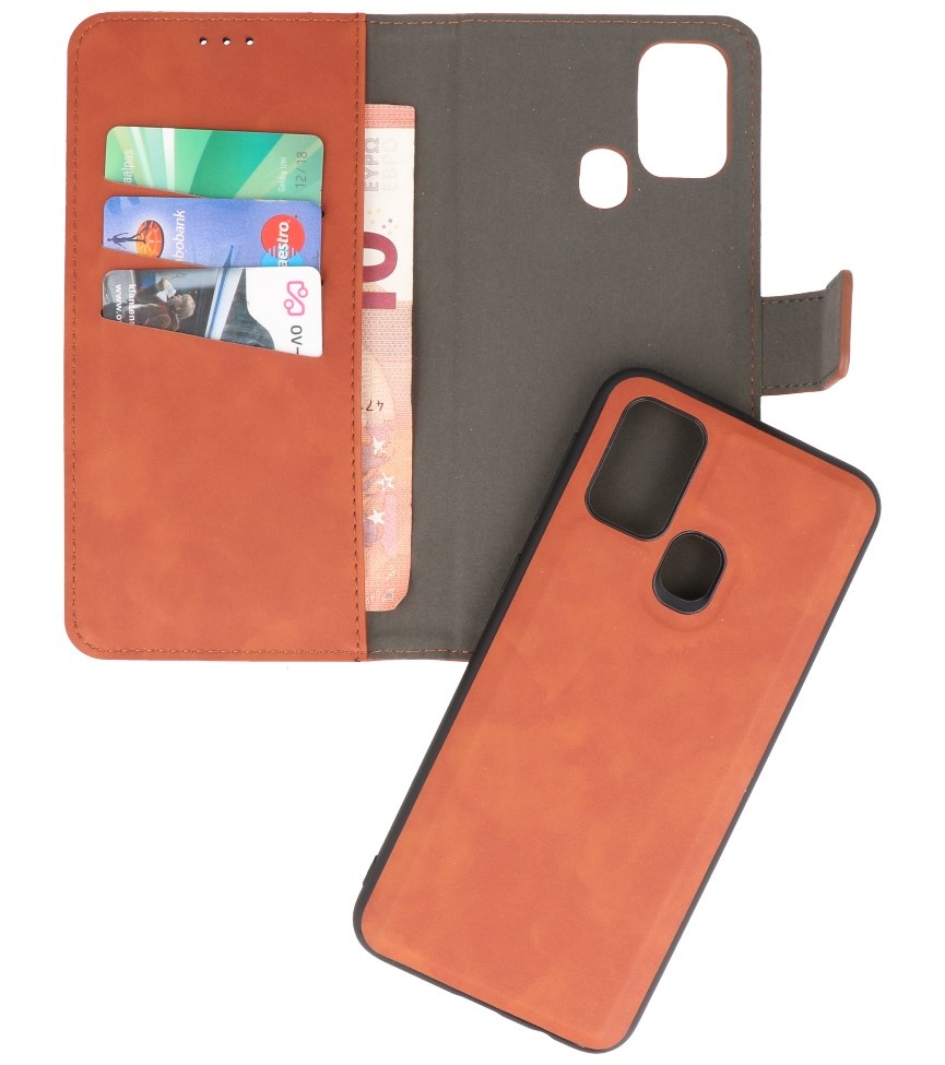 2 i 1 Bog Cover til Samsung Galaxy M31 Brun