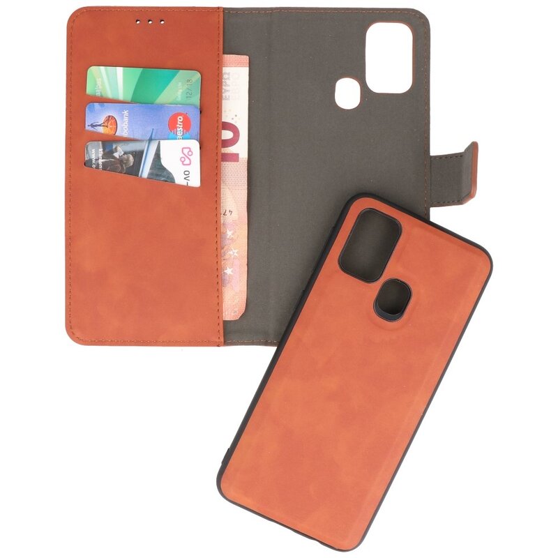 2 in 1 Book Case Cover for Samsung Galaxy M31 Brown