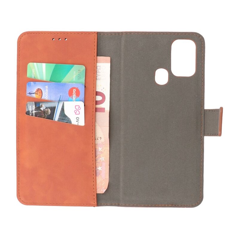 2 in 1 Book Case Cover for Samsung Galaxy M31 Brown
