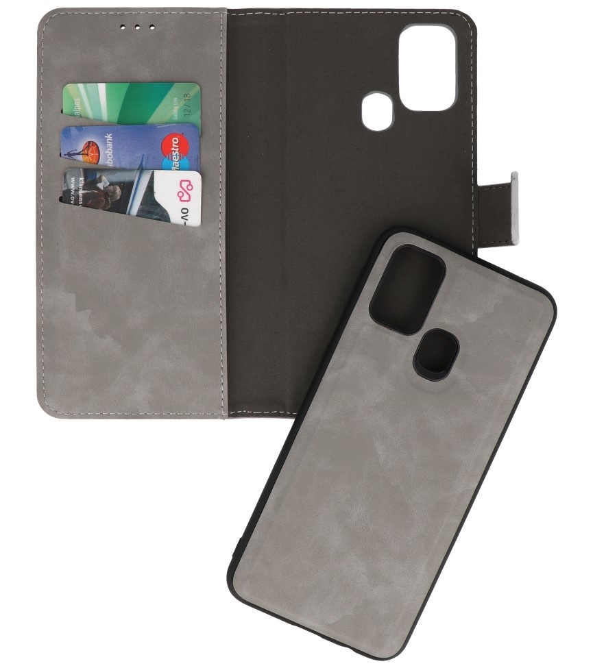 2 in 1 Book Case Hoesje voor Samsung Galaxy M31 Grijs