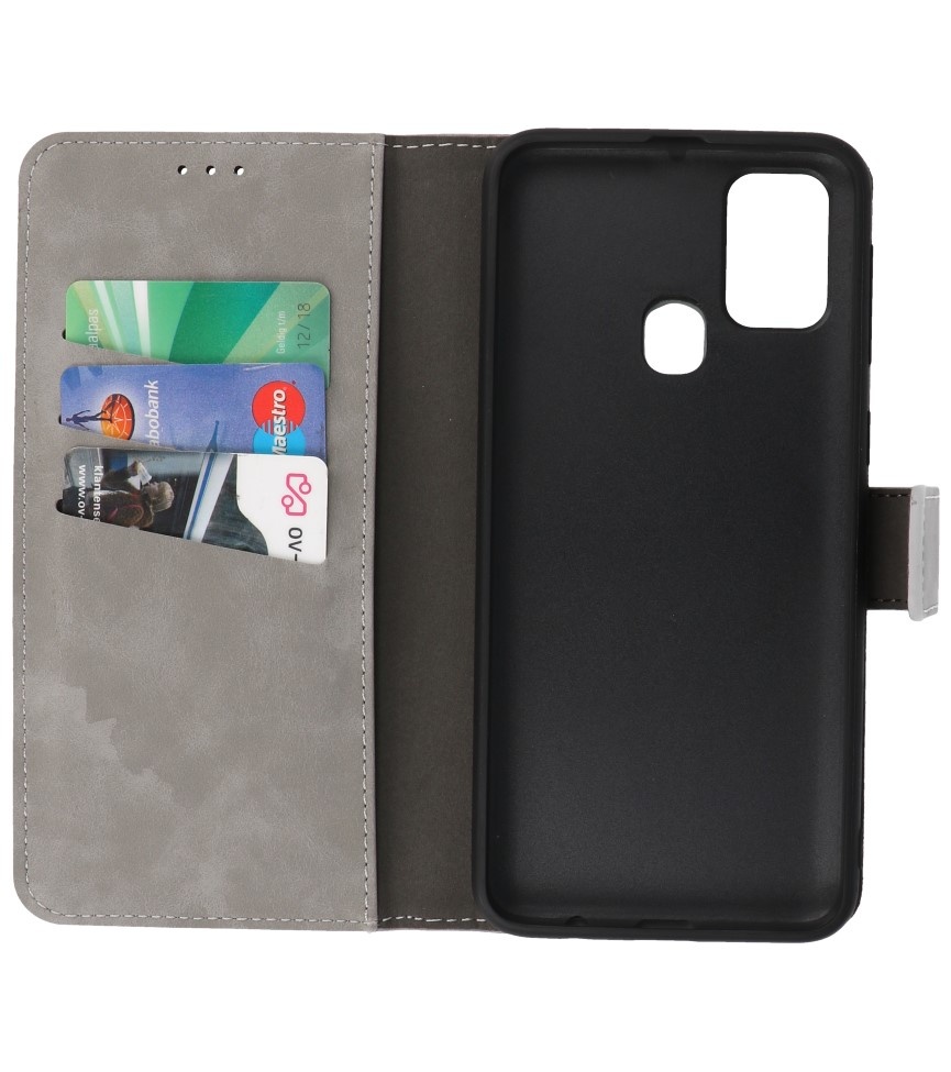 2 in 1 Book Case Hoesje voor Samsung Galaxy M31 Grijs