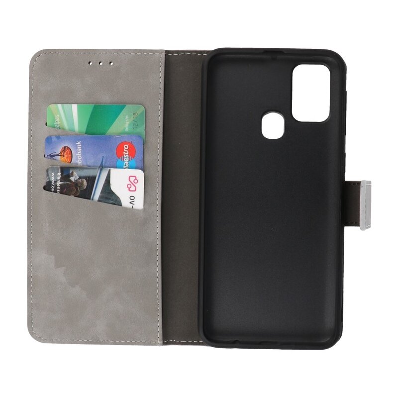2 in 1 Book Case Cover für Samsung Galaxy M31 Grau